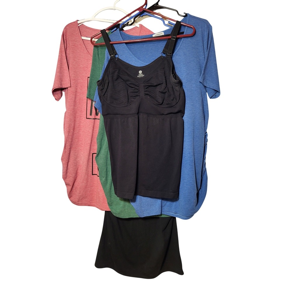 Maternity Bundle XXL 5 Pieces Midi Dress 3 Tshirts Kindered Bravely Nursing Tank